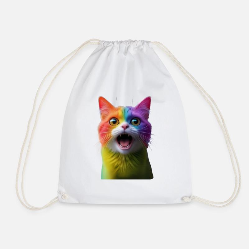 Bunte lustige Katze - Turnbeutel - Weiß