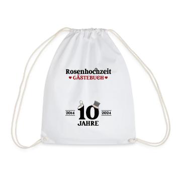 Rosenhochzeit 2024 Hochzeitstag 10 Jahre Ehe - Turnbeutel - Weiß - Vorne