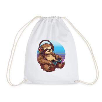 Faultier gaming Retro - Turnbeutel - Weiß - Vorne