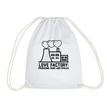 Love Factory: Umarmungen und Lächeln produzieren - Turnbeutel - Weiß - Vorne