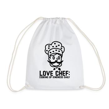 Love Chef: Täglich Freundlichkeit kochen - Turnbeutel - Weiß - Vorne