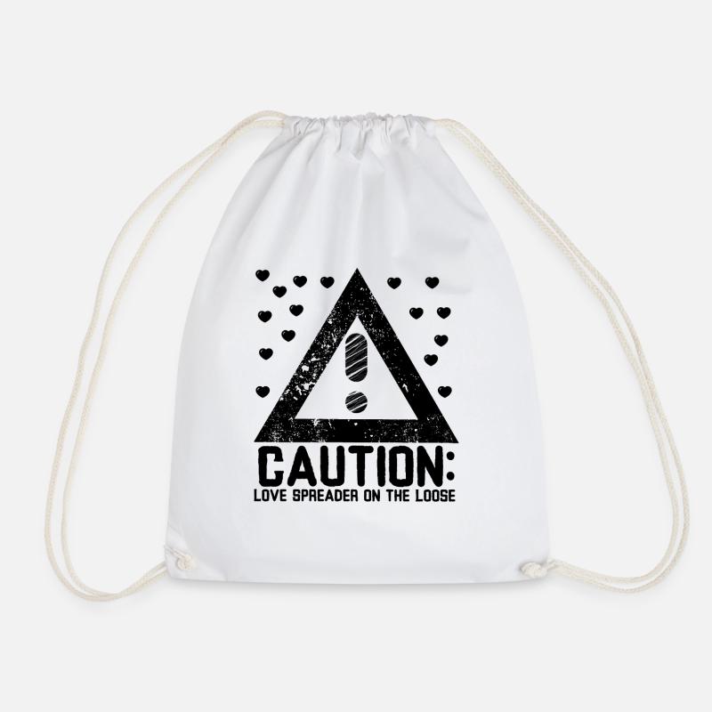 Caution: Love Spreader On The Loose - Drawstring Bag - white