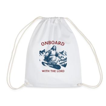 Onboard with the Lord - Snowboarding Jesus - Turnbeutel - Weiß - Vorne