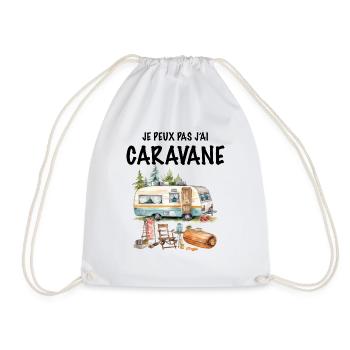 Man Camping Caravan Hiking Papa Grandpa Tonton - Drawstring Bag - white - Front