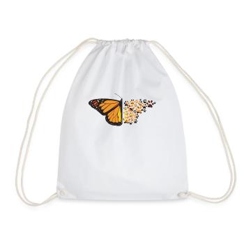 Butterfly Dog Paws Funny Animal Pawprints Lover - Drawstring Bag - white - Front