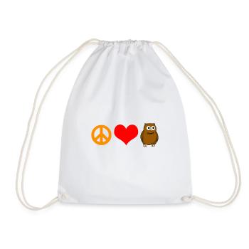Peace Love Owls Predator Bird Lover Nocturnal Cool - Drawstring Bag - white - Front
