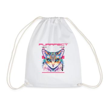 Anime Purrfect Neko Love Design - Drawstring Bag - white - Front