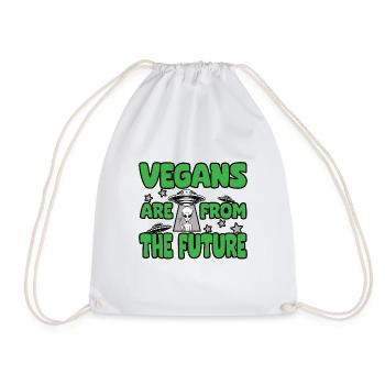 Vegans Are From The Future Alien UFO - Drawstring Bag - white - Front