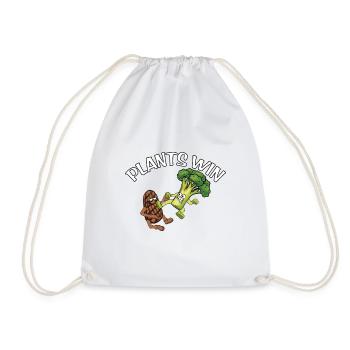 Plants Win fun vegan motif - Drawstring Bag - white - Front