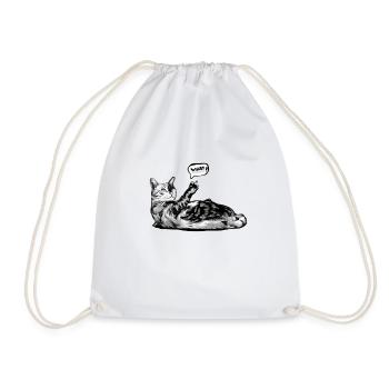lazy kitten cat cat friend saying gift - Drawstring Bag - white - Front