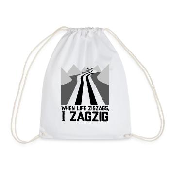 When Life Zigzags, I Zagzig - Drawstring Bag - white - Front