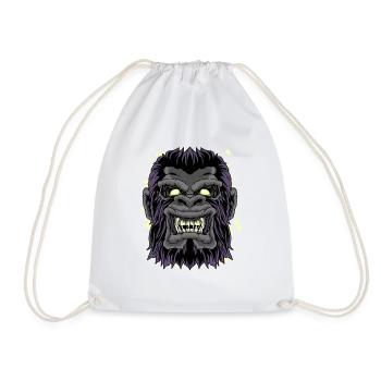 Mad Gorilla Head Funny Gorilla Monkey Ape Graphic - Drawstring Bag - white - Front