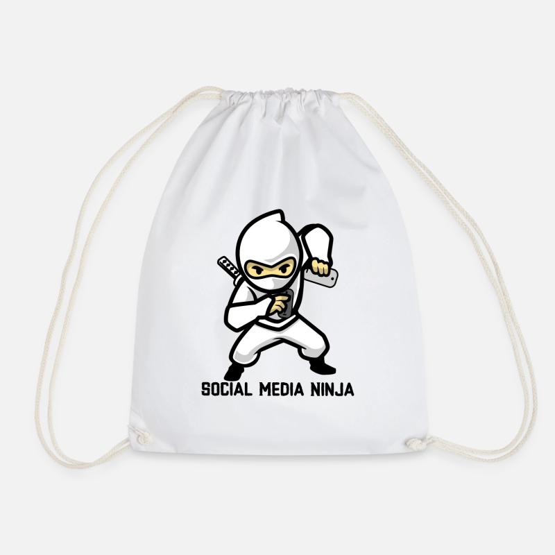 Social Media Ninja - Drawstring Bag - white