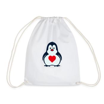 Chemise coeur pingouin - Drôle mignon oiseau amoureux des animaux - Sac de sport léger - blanc - Devant