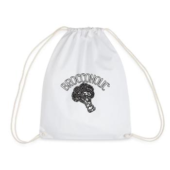 Broccoholic Loves Broccoli Retro Style - Drawstring Bag - white - Front