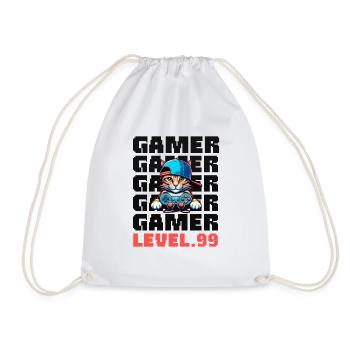 Gamer Shirt with Cat Gift - Drawstring Bag - white - Front