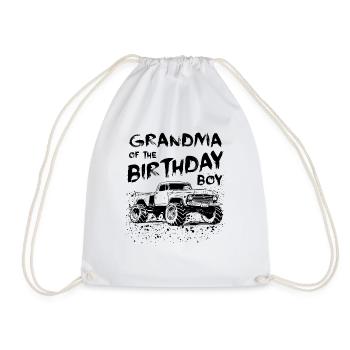 Grandma of the Birthday Boy Monster Truck Party - Drawstring Bag - white - Front