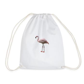 Real Pink Flamingo T-Shirt - Cool Wading Bird Pun - Drawstring Bag - white - Front