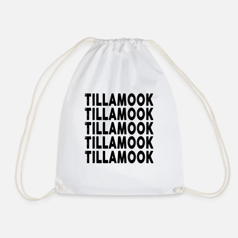 Tillamook County Oregon Rainbow Text Design - Drawstring Bag - white