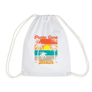 Retro sunset palm trees punta cana beach - Drawstring Bag - white - Front