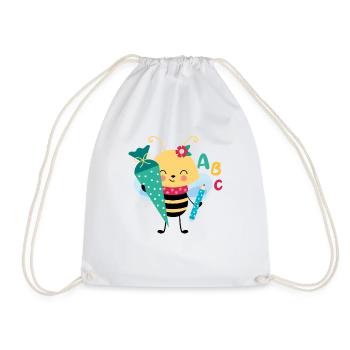 Abeille avec cône d’école inscription à l’école - Sac de sport léger - blanc - Devant