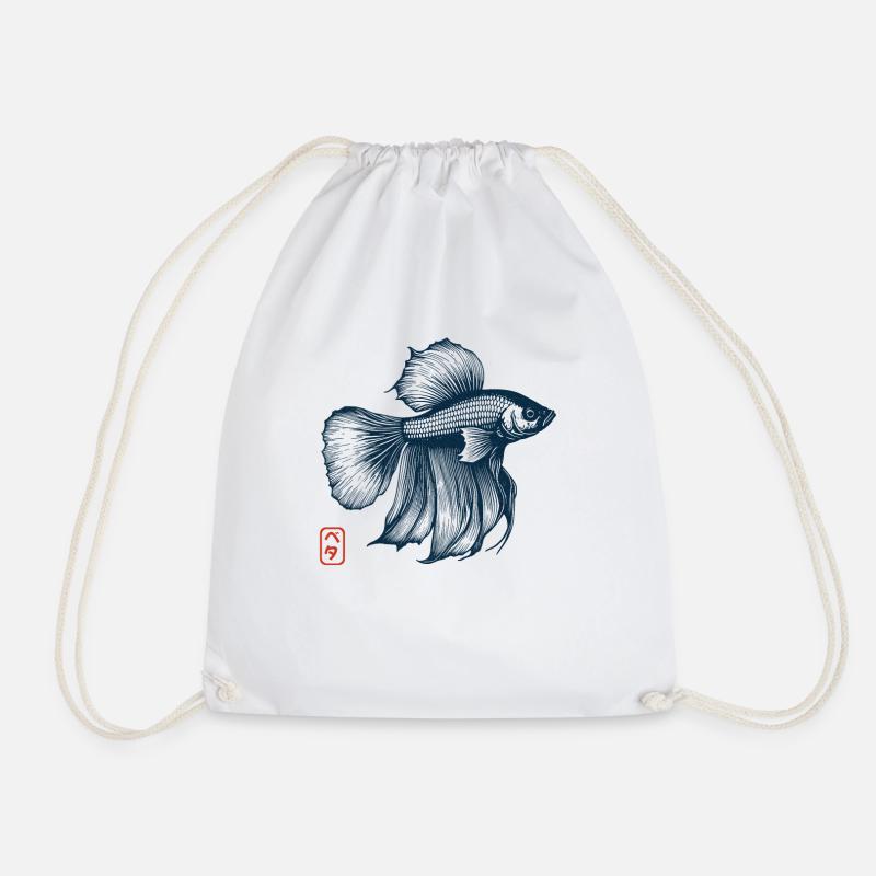 Retro Vintage Betta Fisch Kampffisch - Turnbeutel - Weiß
