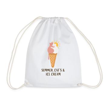 Summer Cats& Ice Cream - Drawstring Bag - white - Front