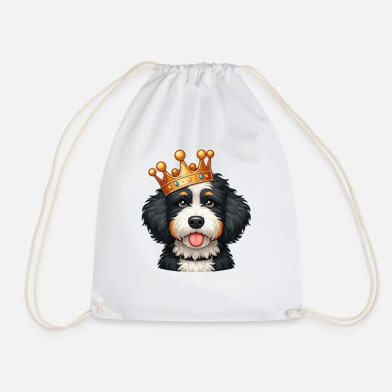 Bernedoodle Hund Krone - Turnbeutel - Weiß