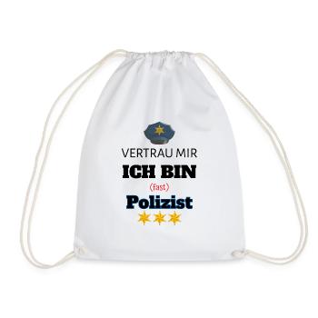 Polizei Geschenk - Turnbeutel - Weiß - Vorne