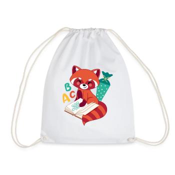 roter Panda mit Schultüte Einschulung - Turnbeutel - Weiß - Vorne