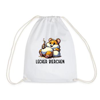 LECKER BIERCHEN Sad Hamster Meme - Turnbeutel - Weiß - Vorne