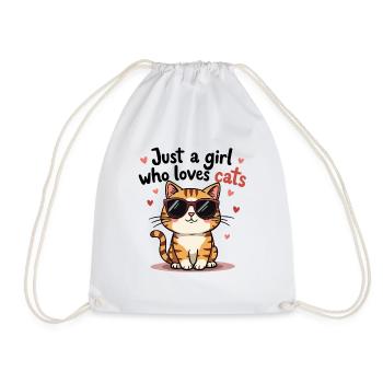 just a girl who loves cats, Cute cat shirt for kid - Drawstring Bag - white - Front