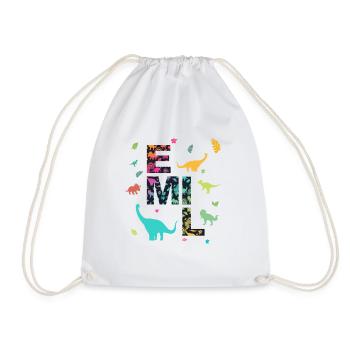 EMIL - Beau prénom de garçon avec dinosaure - Sac de sport léger - blanc - Devant