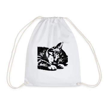 Cute Sleeping Cat - Drawstring Bag - white - Front