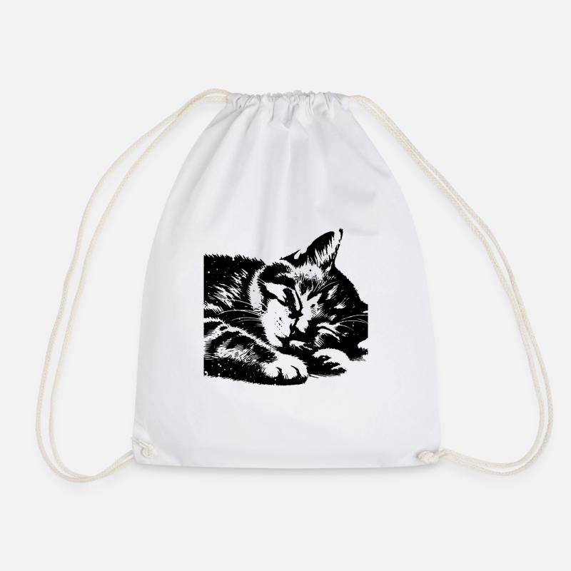 Süße Schlafende Katze - Turnbeutel - Weiß