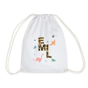 EMIL - Beautiful boy name with dinosaur - Drawstring Bag - white - Front