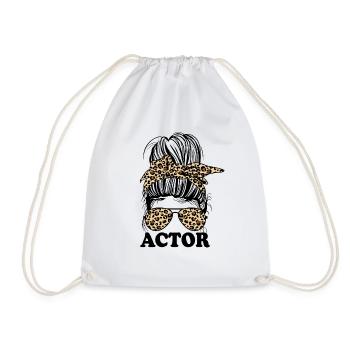 Actor Cheetah Bandana Messy Bun Performing Art - Drawstring Bag - white - Front