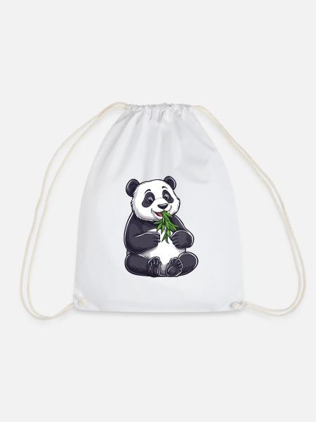 Pandabär mit Bambus - Turnbeutel - Weiß