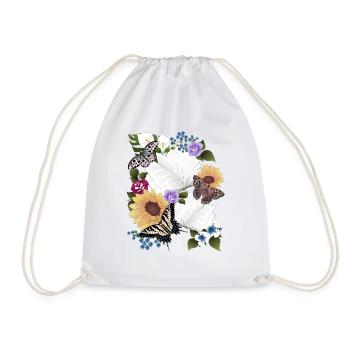 Books with flowers and butterflies - Drawstring Bag - white - Front