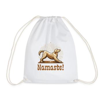 Namaste! Yoga Meditation Golden Retriever Gift - Drawstring Bag - white - Front