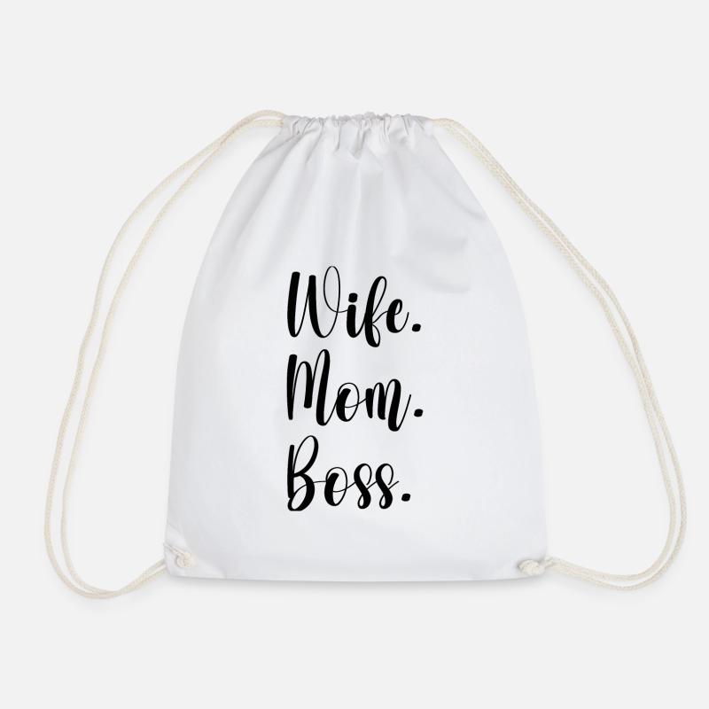 Wife Mom - Drawstring Bag - white