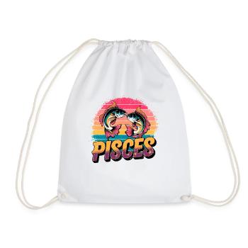 Pisces Horoscope Astrology 80s Vintage Sign. - Drawstring Bag - white - Front