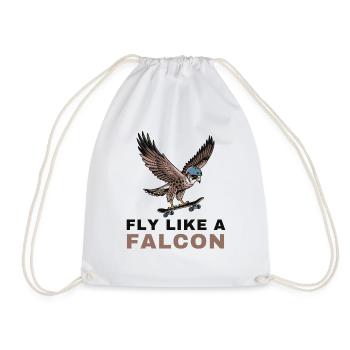 Fly like a Falcon Skater Streetwear Outfit - Drawstring Bag - white - Front