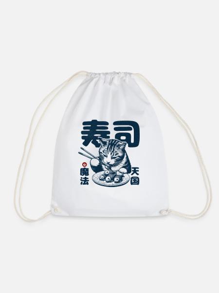 Sushi liebende Katze - Turnbeutel - Weiß