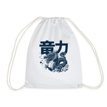 Dragon Power japanese Aesthetic - Drawstring Bag - white - Front