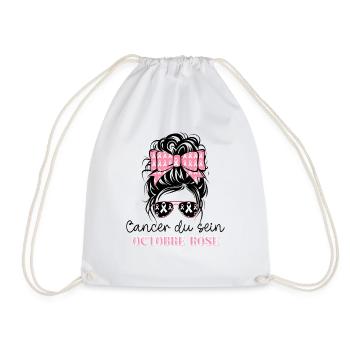 Pink October 2024 Breast Cancer Month - Drawstring Bag - white - Front