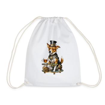 Steampunk Corgi Butler - Drawstring Bag - white - Front