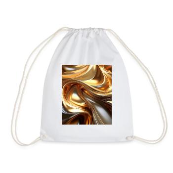 Golden Liquid Metal Waves – Modern Abstract Design - Drawstring Bag - white - Front