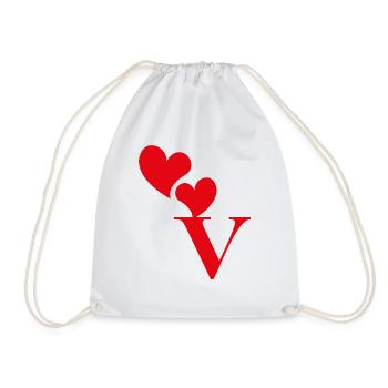Lettre v cœur rouge - Sac de sport léger - blanc - Devant