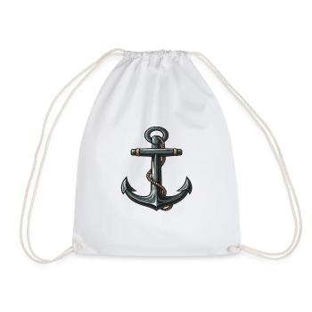 Piraten Anker T-Shirt Abenteuerlicher Nautik- Look - Turnbeutel - Weiß - Vorne